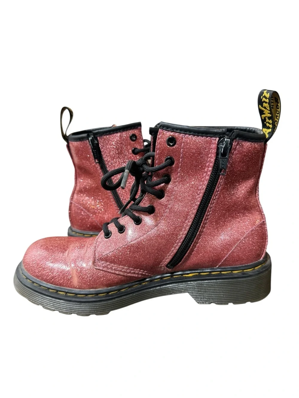 Dr. Martens Junior 1460 Glitter Patent Leather Boots, Size 3.5